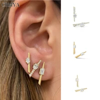 crmya gold silver filled stud earrings for women punk style piercing luxury cubic zircon earrings 2022 women jewelry wholesale