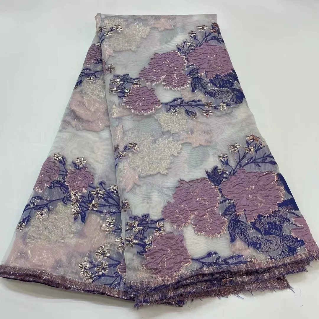 

French Organza Brocade Jacquard Lace Fabric African Lace Fabric 2022 High Quality Nigerian Tulle Lace Fabric For Party Dress Sew