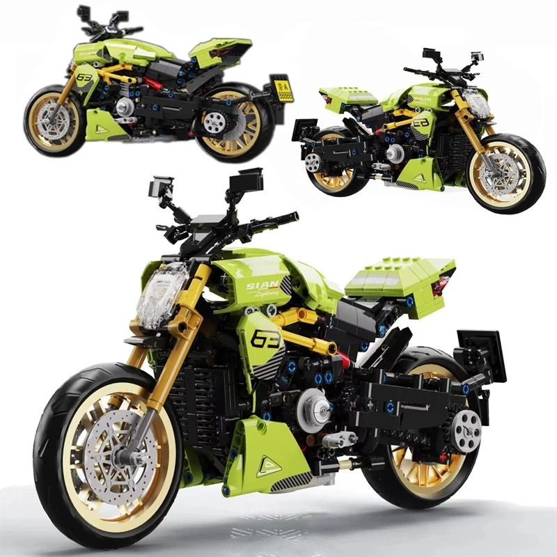 

High-tech Series MOC Motorcycl Building Blocks Assembly Bricks Speed Champion Motorbike Toys For Kid Birthday Gift 1018+PCS