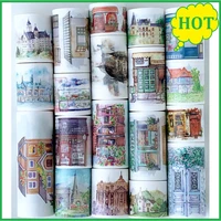 building pattern washi tape w release paper for diy decoration special ink printing farmyard washi tape for scrapbooking