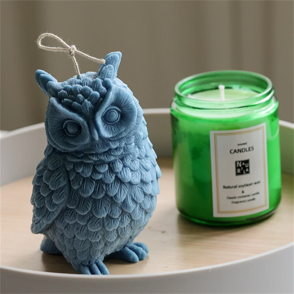 

3D Ins Large Size Owl Silicone Mold Household Indoor Decoration Aromatherapy Wax Candle Mould Plaster DIY Candle Making Jars