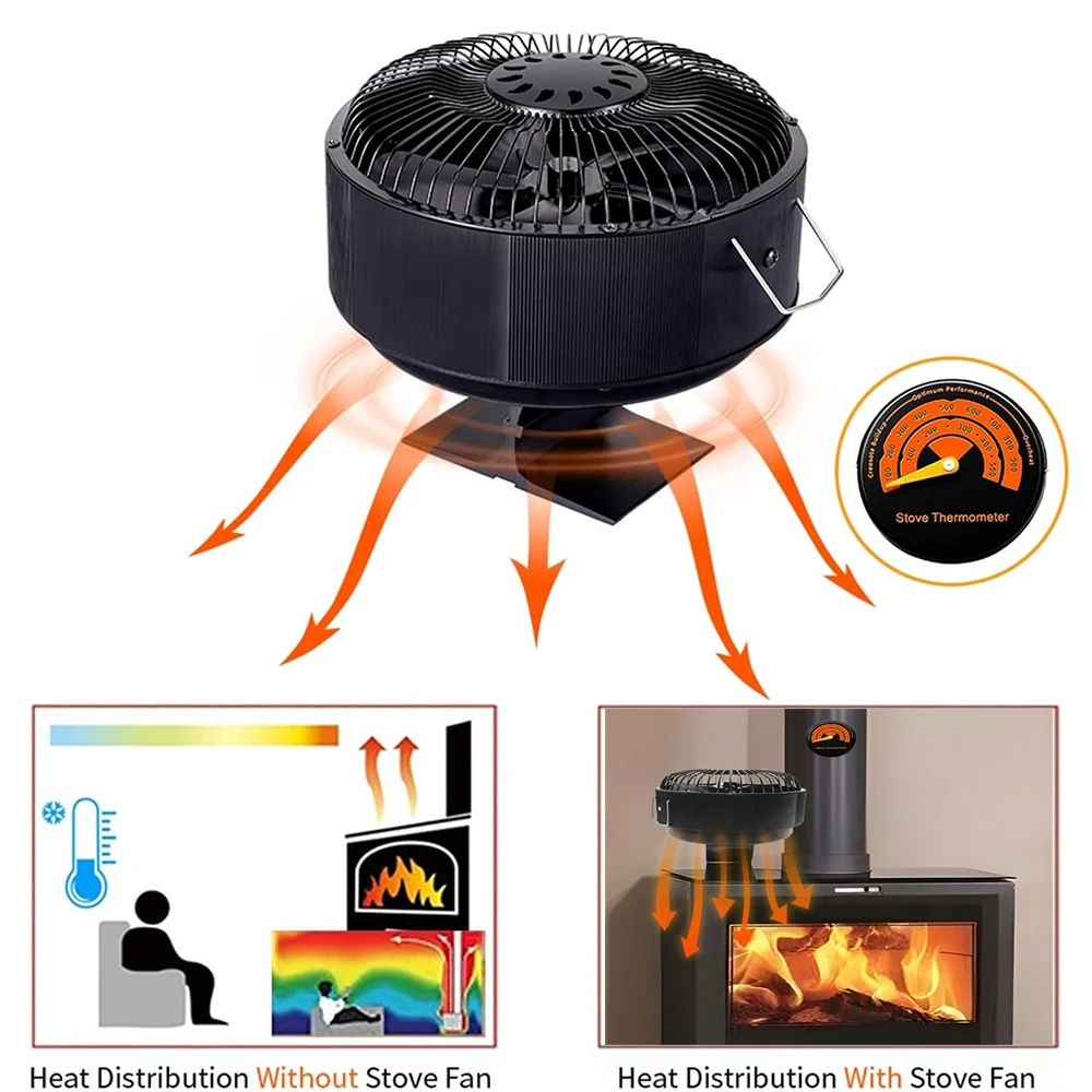 

5 Blade Stove Fan Heat Powered Free Standing Fireplace Fan Fire Heater Log Wood Burner Eco Quiet Home Efficient Heat Distribute