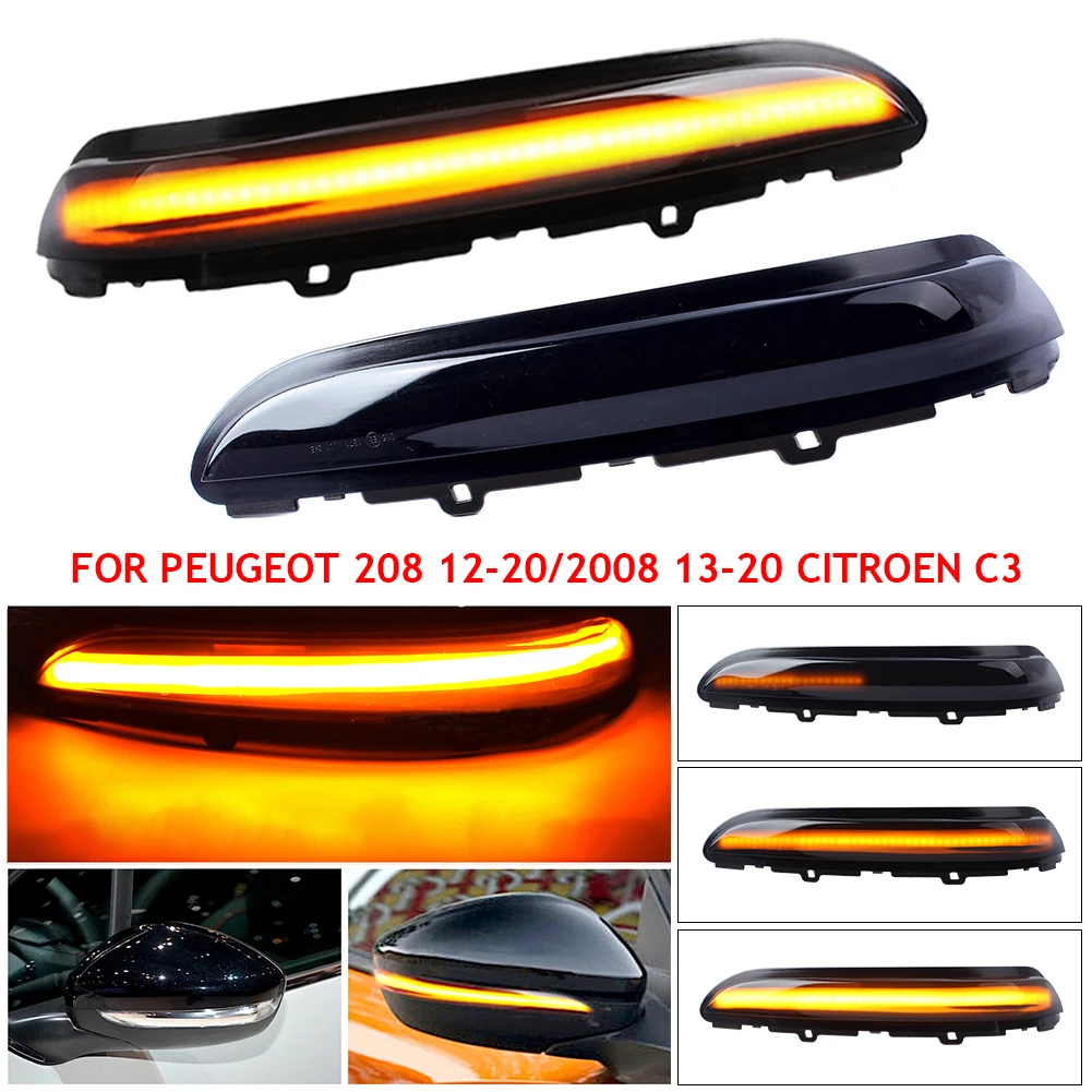 

2 шт., динамические зеркальные поворотники для Peugeot 2008 208 2013-2020