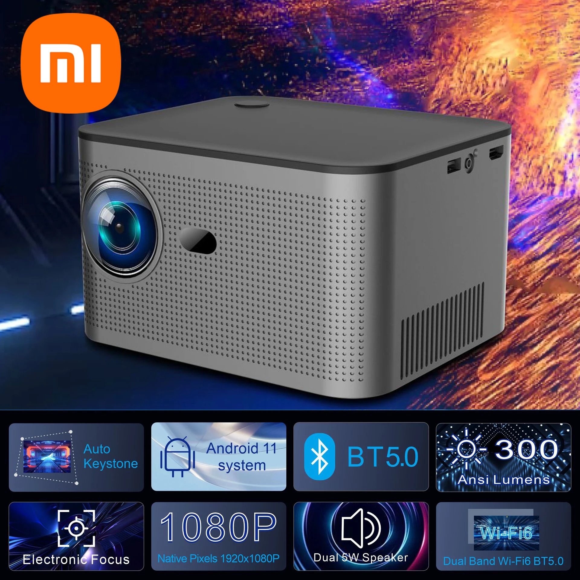 

NEW Xiaomi HY350 Home Projector 4K HD Android 11 Dual Band WIFI 6.0 300 ANSI BT5.0 1920*1080P Cinema Outdoor Portable Projector