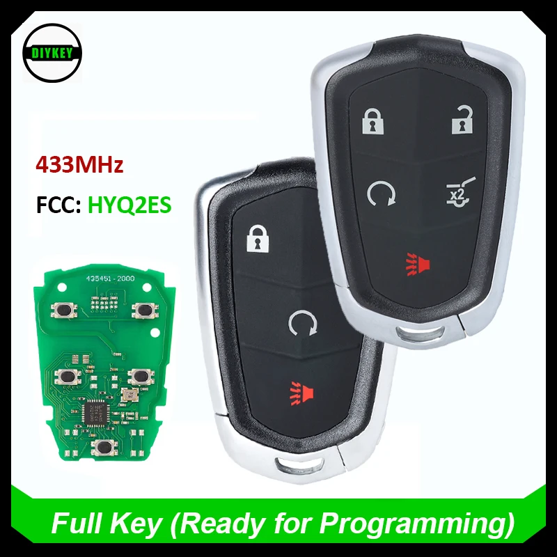 Умный дистанционный брелок DIYKEY с 4/5 кнопками 433 МГц для Cadillac XT4 XT5 XT6 2020 2021 2022 2023 FCC ID: