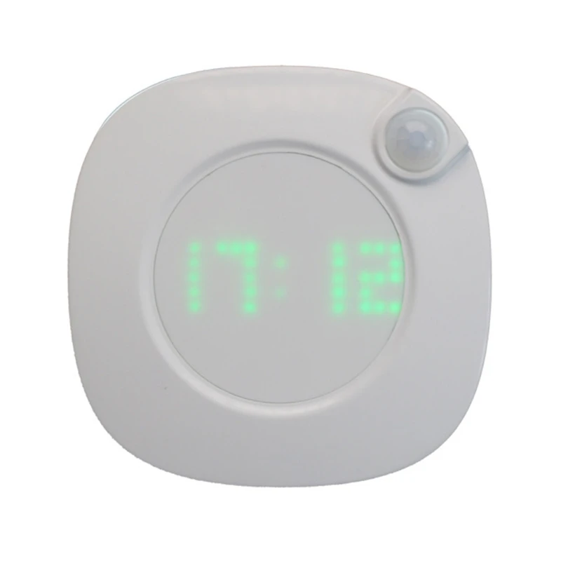 

Индукционный ночник с часами, светильник на батарейках с датчиком движения, пластиковый настенный светильник для ванной, спальни, туалета