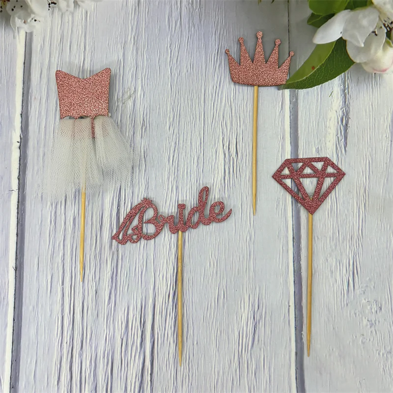 8 шт. кольцо с бриллиантом для невесты корона топперы кексов свадебного душа