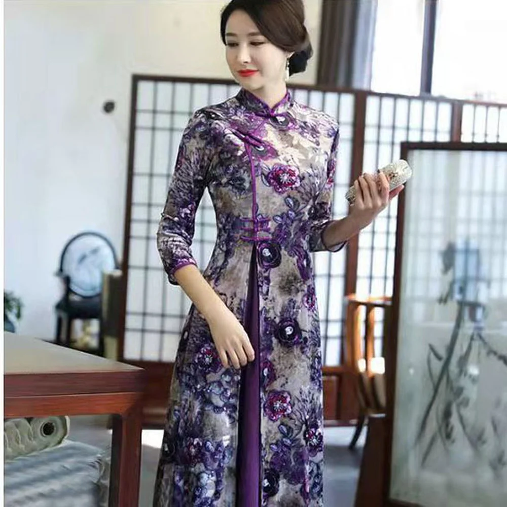 Новинка весна-лето Ao Dai вьетнамское традиционное платье Aodai Qipao китайское