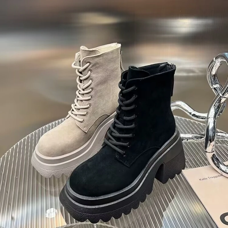 

2023 Winter Real Leather Med Heel Women Boots Cowhide Soft Lining Warm Shoes Comfortable Wearing Shoes for Women Boots Women New