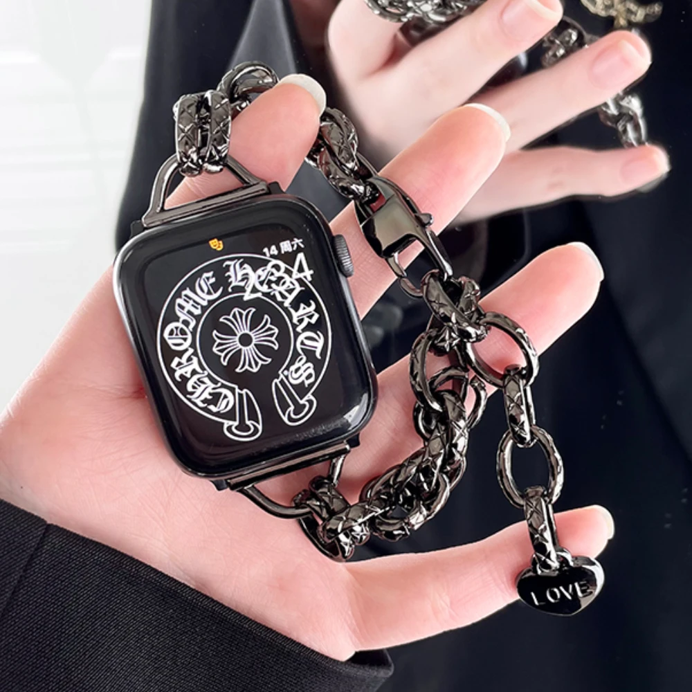 Luxury Ring Strap Bracelet Steel Strap For Apple Watch Ultra Band 49mm 44mm 45mm For iWatch series 7 6 5 4 3 SE 40mm 41mm correa