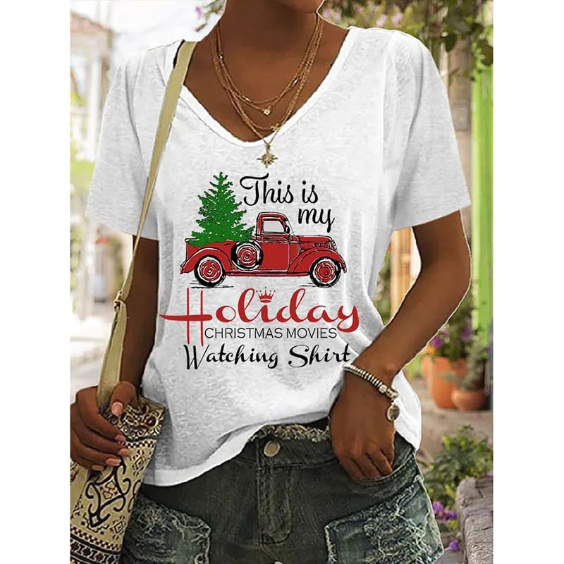 

Rheaclot, это мой праздник, рождественские фильмы, Женская хлопковая Футболка с V-образным вырезом и принтом