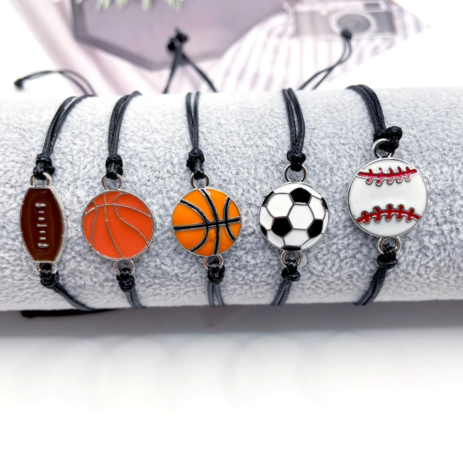

New Sport Bracelets Hand Knitted Alloy Baseball Football Basketball Volleyball Bracelet Team Fan Party Women Men Jewelry Gifts