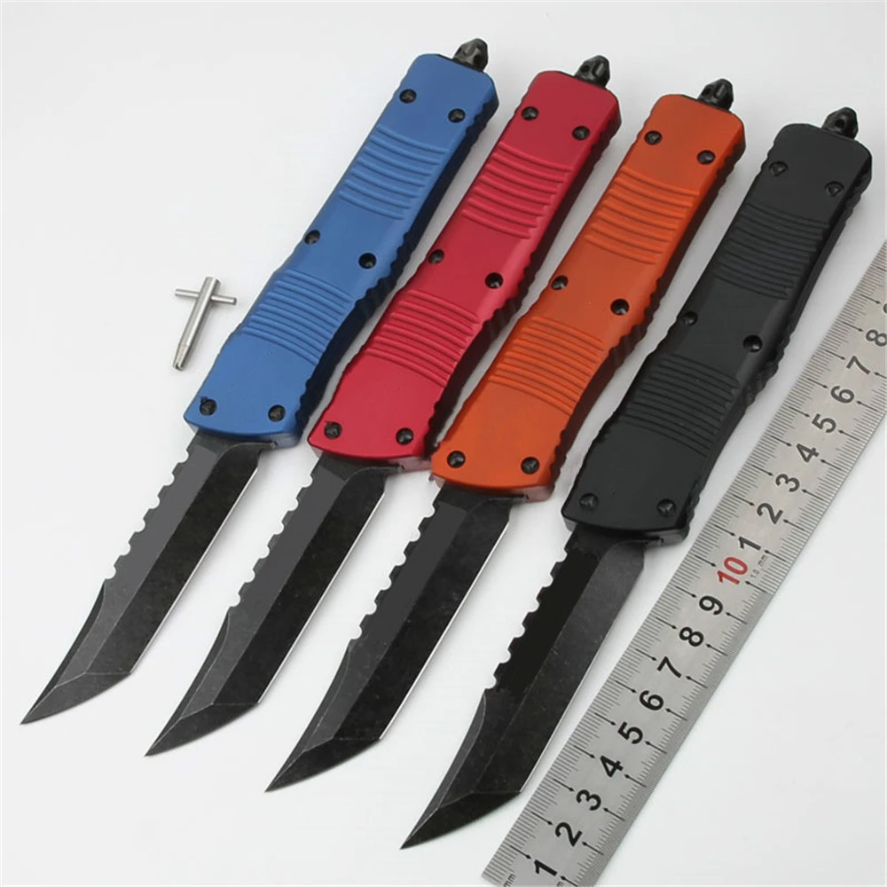 Outdoor  Aluminum Alloy Handle Tactical Knife D2 Black Stone Washing Blade Camping Survival Portable Pocket Knives
