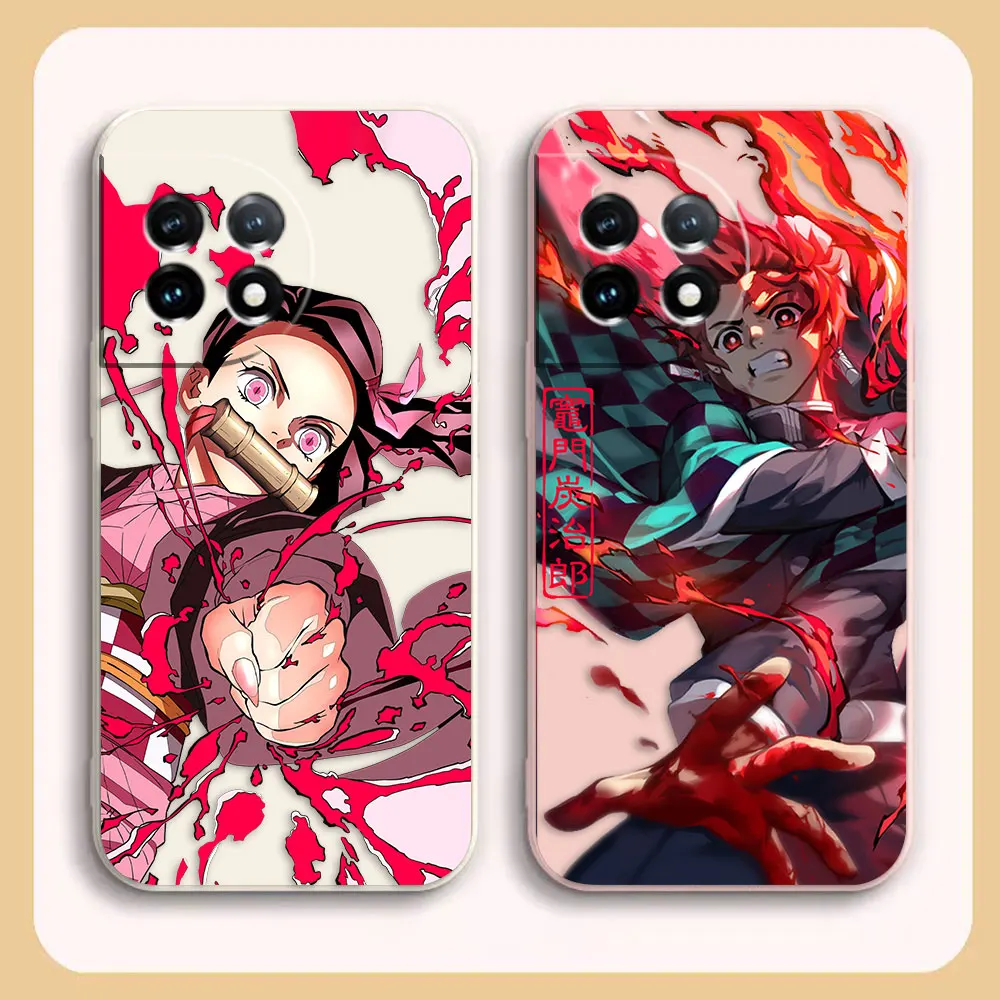 Anime Demon Slayer Kamado Tanjirou Case For Oneplus 11 10 9 9R 9RT 8 8T 7 7T ACE 2 2V NORD CE 2 Pro Colour Case Funda Shell Capa