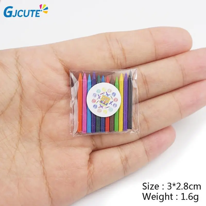 

1Set 1:12 Dollhouse Mini Crayon Watercolor Box Paint Pen Drawing Room Scene Decoration