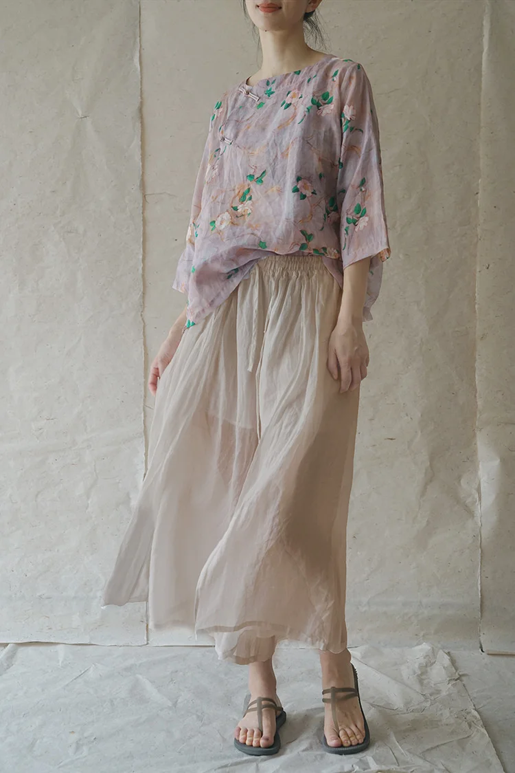 

Элегантные двухслойные широкие брюки TINT ERA Casual Lit era ry, женские свободные тонкие летние прямые солнцезащитные льняные брюки