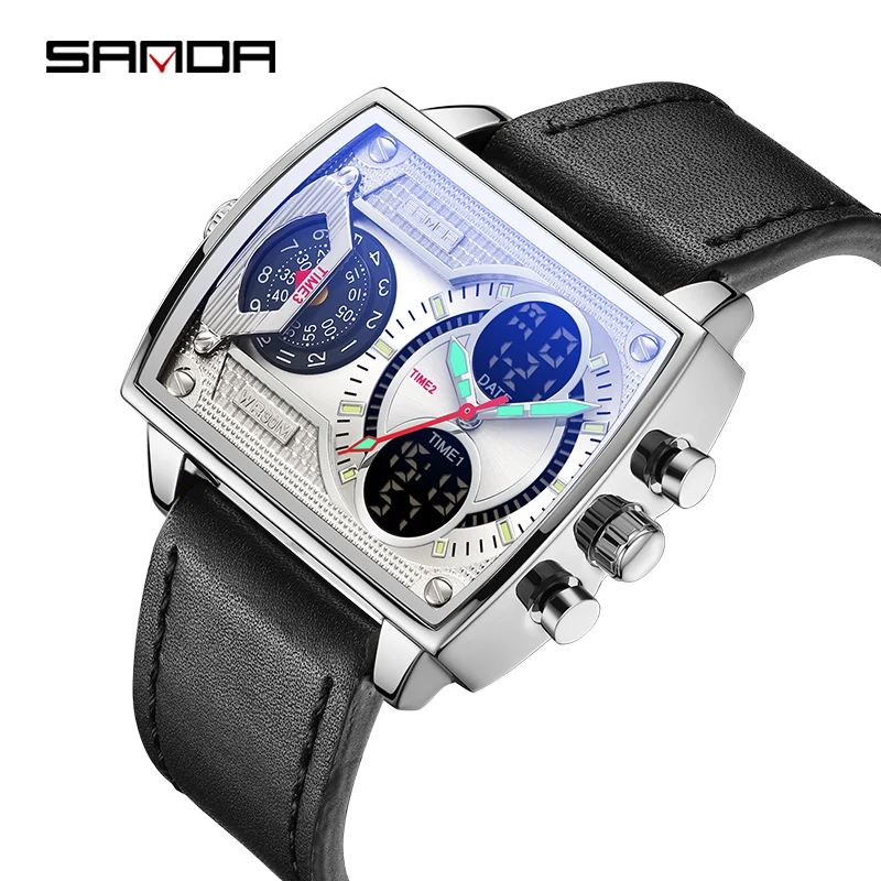 

SANDA Digital Watch Men Military Army Sport Chronograph Quartz Wristwatch Original Classic Waterproof Male Electronic Clock 6032