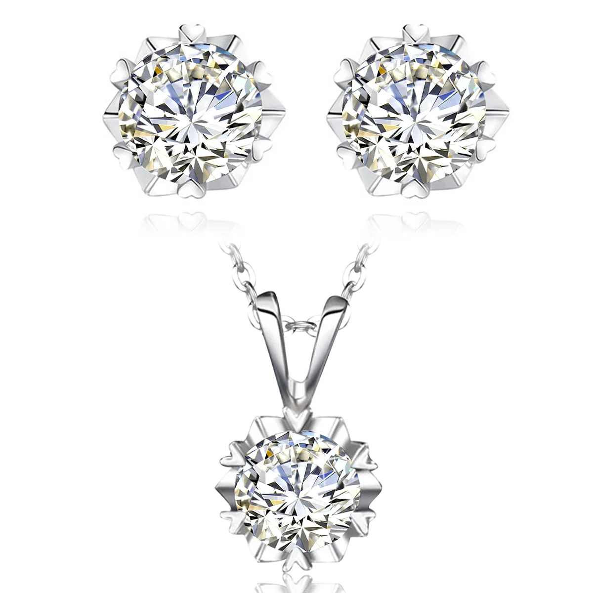 

1ct 2ct 3ct Moissanite Jewelry Sets Women Pure Silver 100% Wedding Engagement Necklace Earrings Certified For Teen Girls