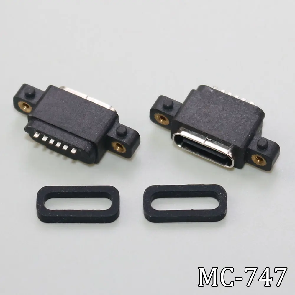 Разъем USB 3.1 Тип C 6pin 6 сварочный провод женский водонепроницаемый гнездо с отверстием под винт резиновое кольцо порт для быстрой зарядки