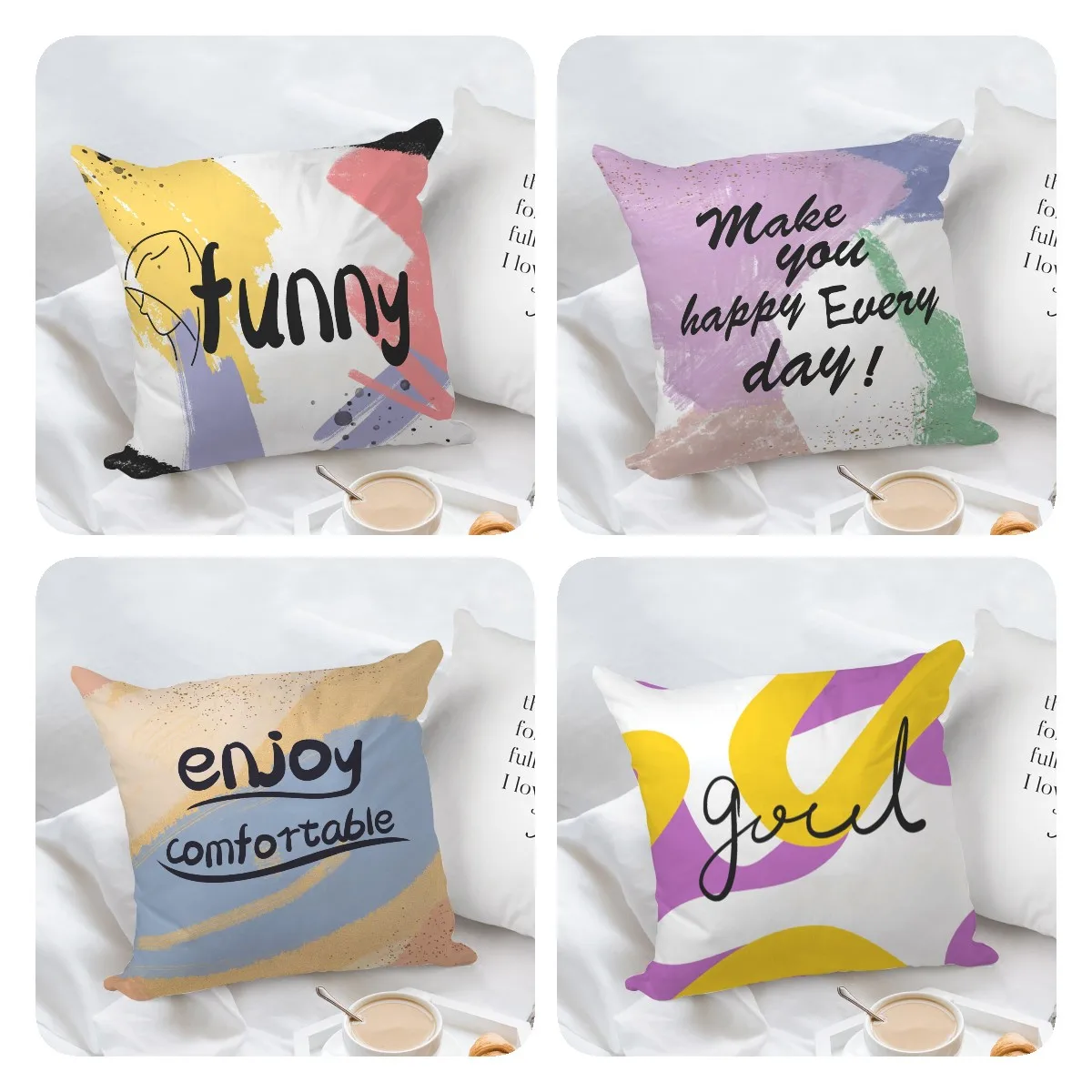 Decorative Watercolor Pillowcase Polyester Square Cushion Cover Throw Pillows Bed Couch Home Decor Dakimakura