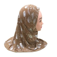 h210 silver print baby girl amira hijab fit 2 5 years old kids al amira pull on islamic scarf headwrap headbands