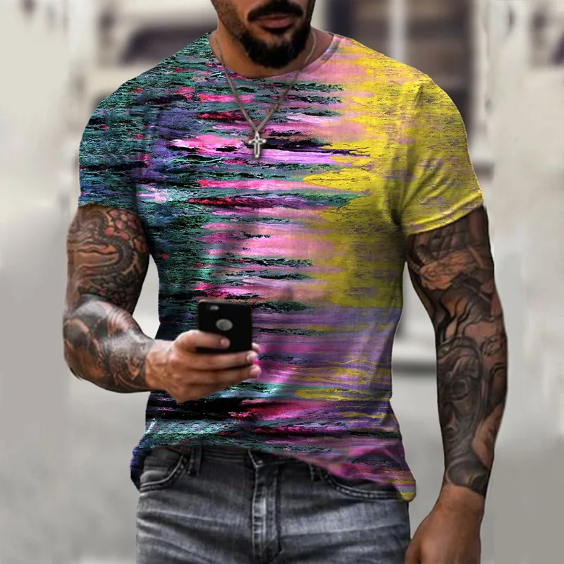 

2022 Men's T-Shirt Vintage Classic European And American Short Sleeve Round Neck T-Shirt Fashion Trend Men's Casual 3D Printing