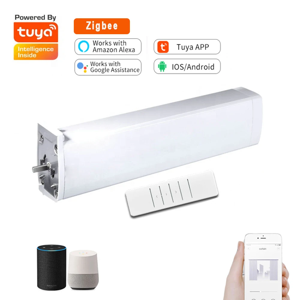 

Tuya Zigbee Intelligent Curtain Motor Smart Life Electric RF433 Remote Control Alexa Echo Yandex Alice Google Home Voice