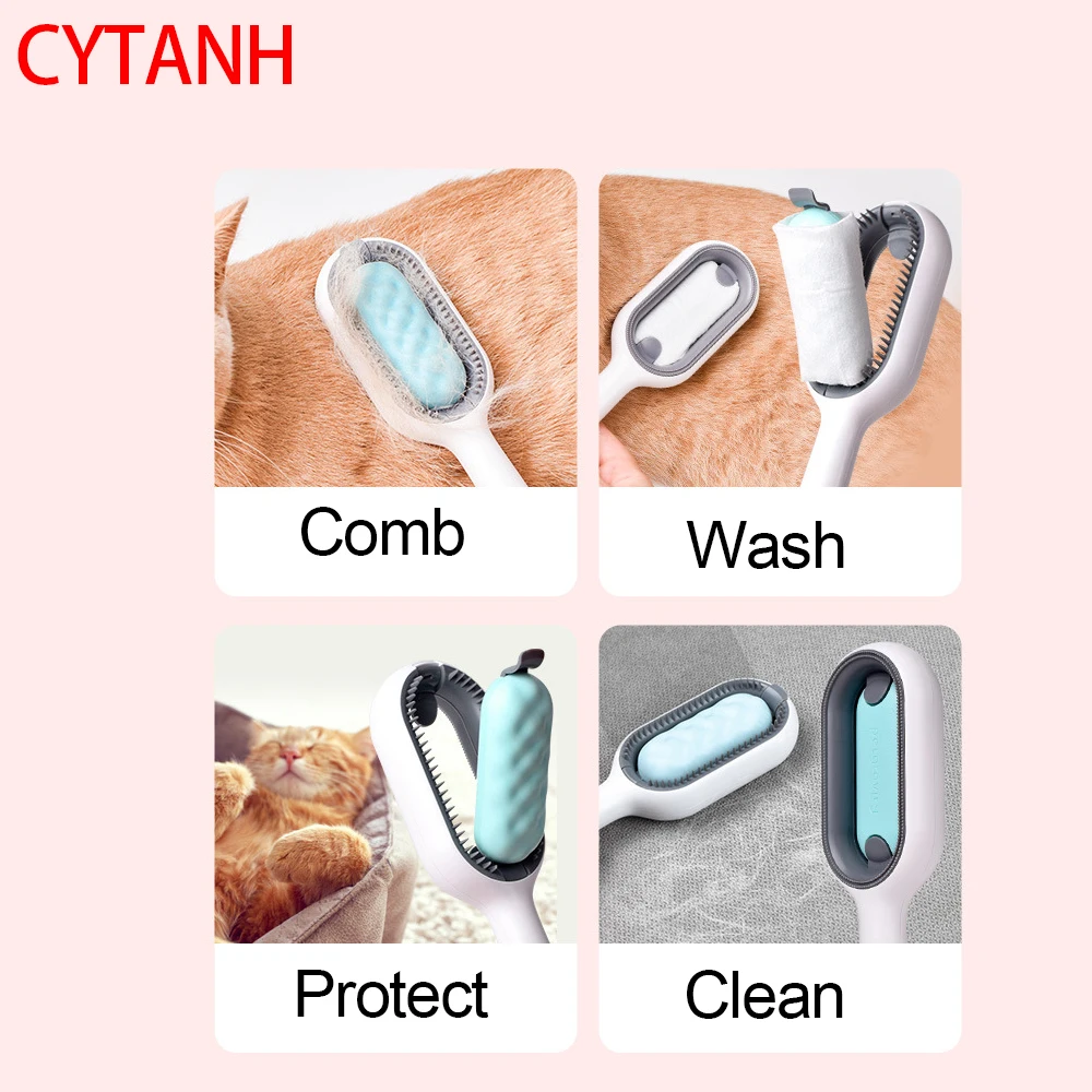 

Double Sided Hair Removal Brushes for Cat Dog Pet Grooming Comb with Wipes Kitten Brush Gato Accesorios Artículos Mascotas Para