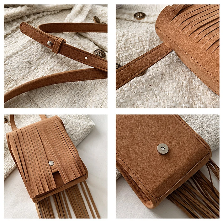 Women Vintage Tassel Messenger Bag 2022 New Fashion Women Bag Trend Shoulder Small Square Bag