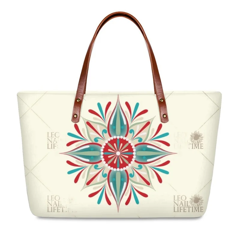 

2023 Hot Fashion Ethnic Style Print Shoulder Bags Pink Travel Handbags Durable Shopping Bag For Women Youth Girls Bolsos De Lujo