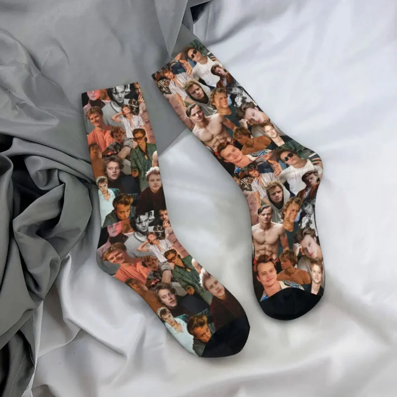 

Зимние теплые сумасшедшие Дизайнерские мужские женские носки Rudy Pankow с коллажем для фото JJ Дышащие носки средней длины