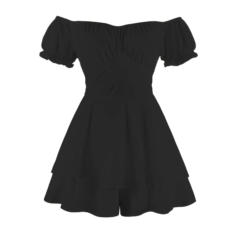 

Solid color fashion sexy lotus sleeve casual summer jumpsuit for women ropa de mujer traf official store roupas femininas frete