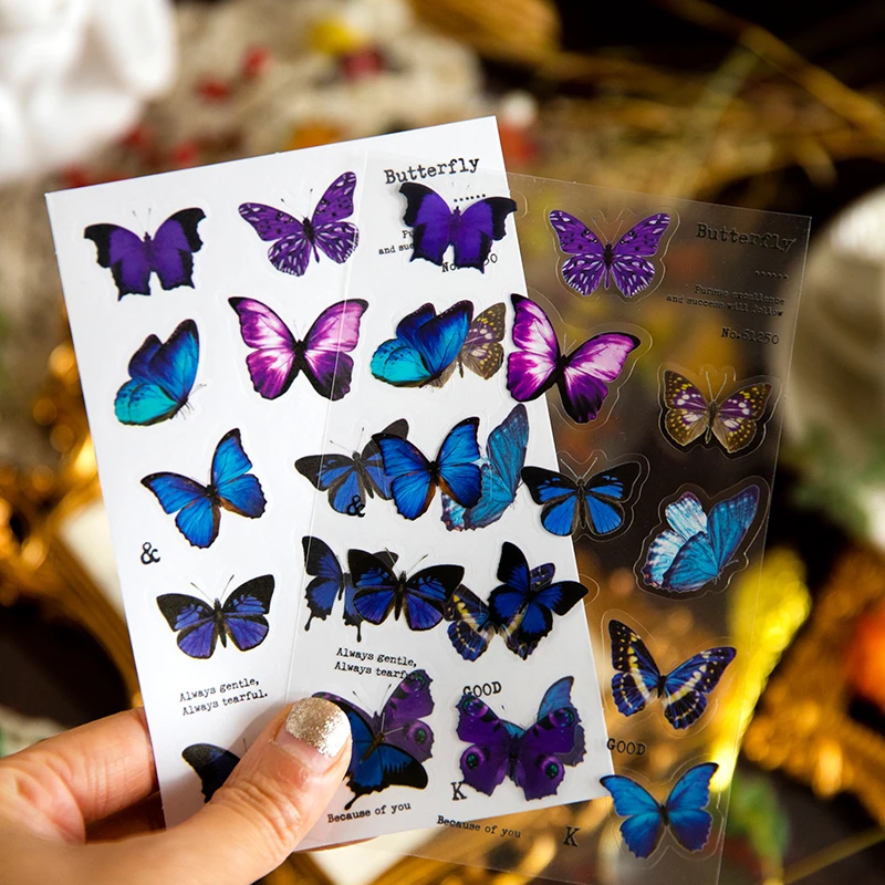 

8 листов наклеек, винтажные иллюстрированные бабочки, коллаж, материал ручной работы, декоративные вырезанные растения, товары для скрапбукинга 145*95 мм