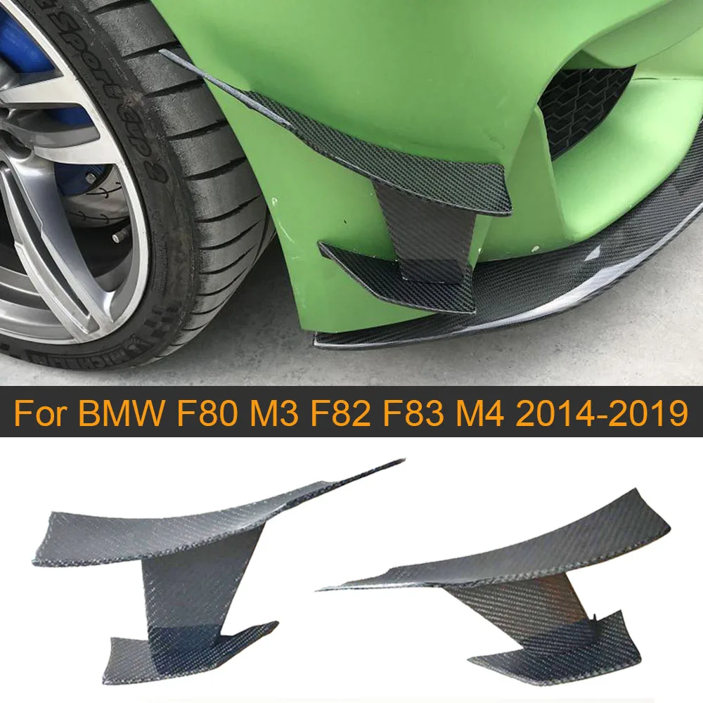 

Car Front Bumper Fins Canards For BMW F80 M3 F82 F83 M4 2014-2018 Front Side Fins Blades Splitters Carbon Fiber/ ABS Carbon Look