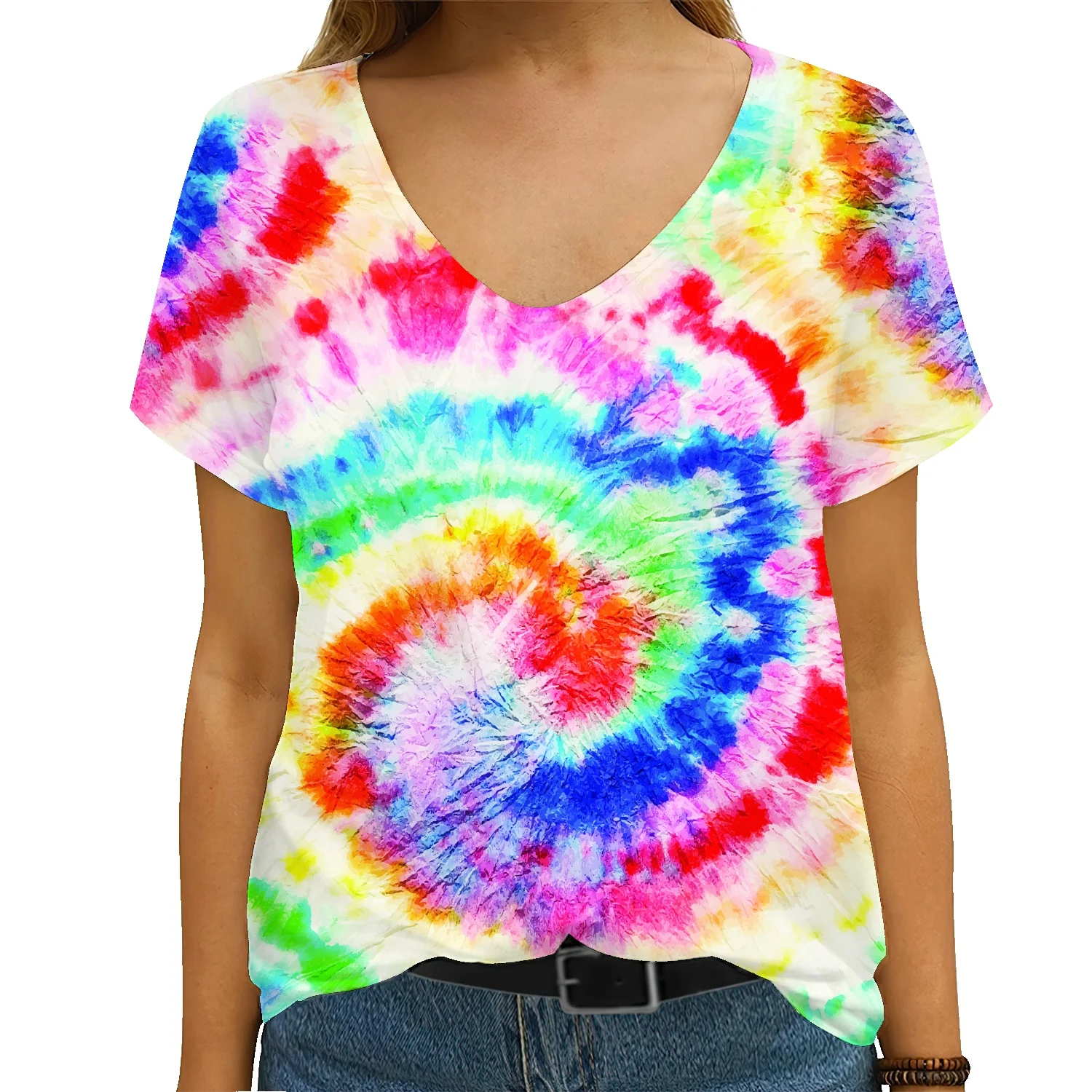 

Женская летняя футболка с принтом 3D, окрашенная в размазывающееся полоску, Повседневная футболка в стиле хип-хоп, большие размеры 5xl