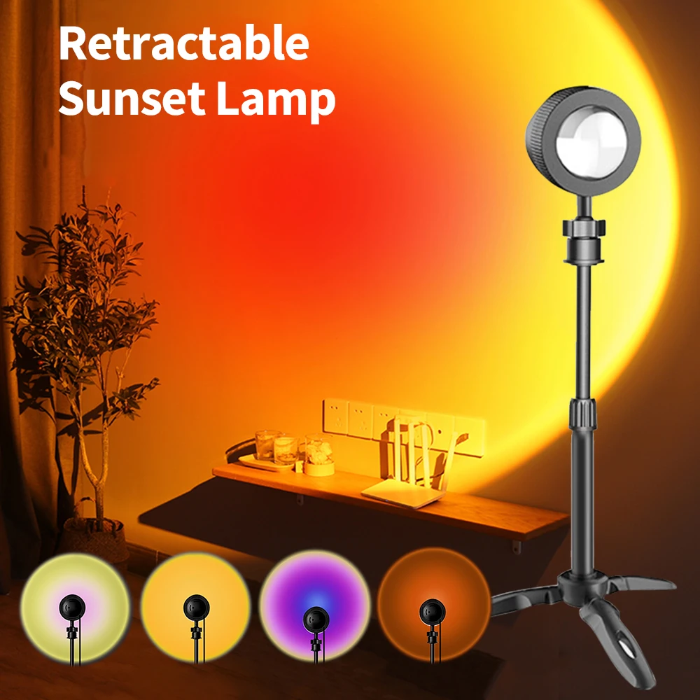 

Sunset Projector Lamp Rainbow Atmosphere Night Light Sunset Light For Bedroom Room Decoration Background Wall Tiktok Table Lamp