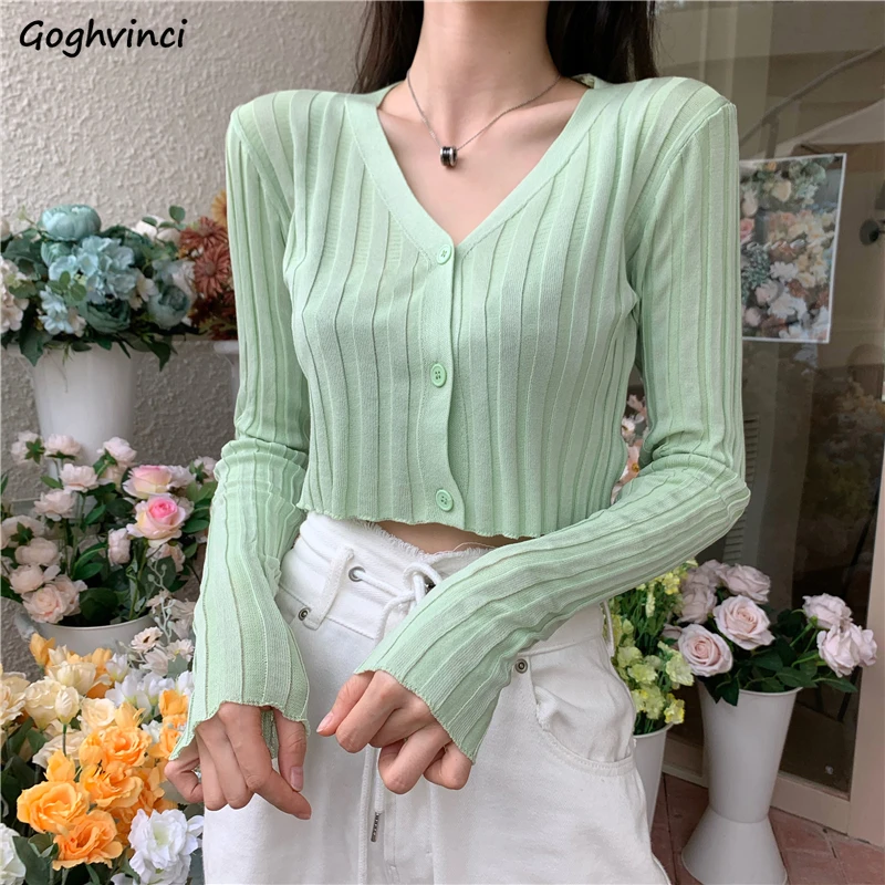 

Cardigan Women Knitting Slim Thin Autumn Sun-proof Long-sleeve Solid All-match Fashion Simply Casual Elegant Korean Style Daily