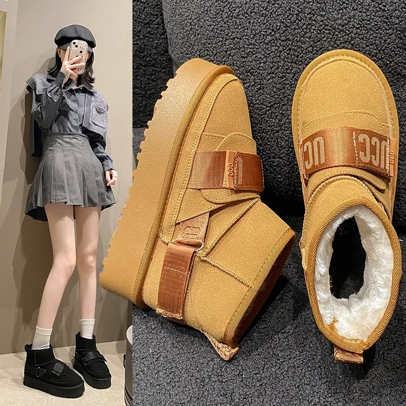 Новинка 2024 зимняя обувь из матовой воловьей кожи женские ботинки Нескользящие