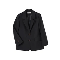 black mid length blazers solid colors double breasted suit women 2021 spring autumn new plus size formal style blazer boyfriend