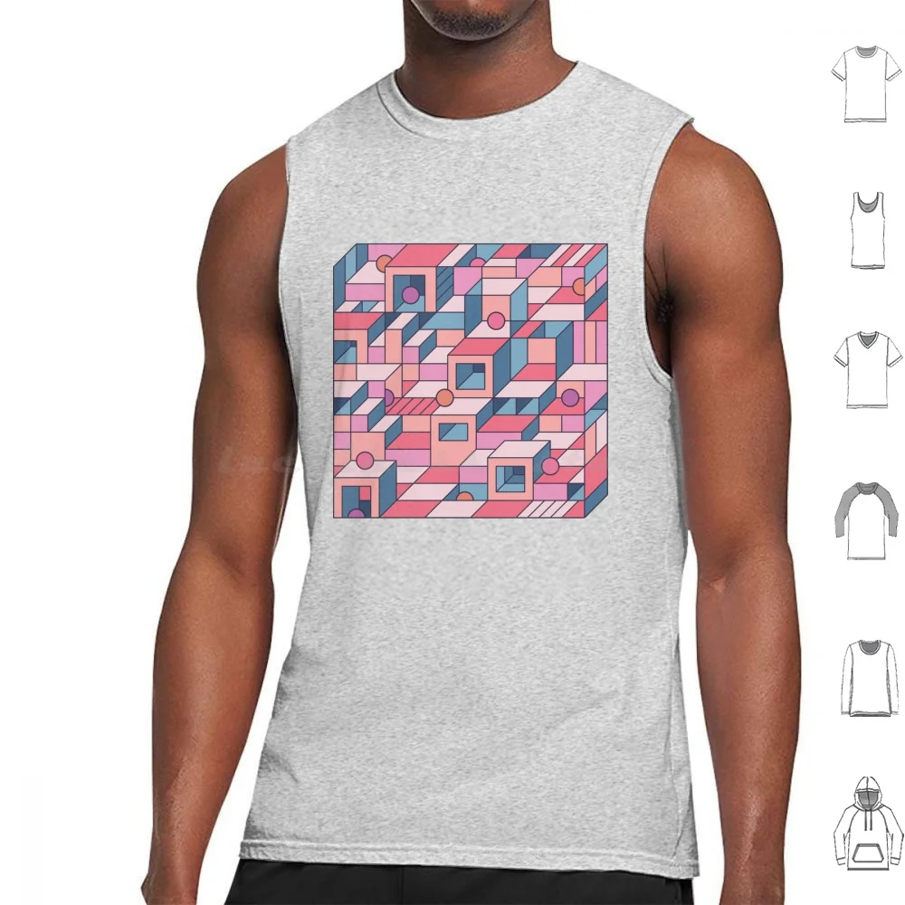 

Mental Block 04 Tank Tops Print Cotton Surreal Color Colour Impossible Illusion Thepapercrane Block Fun Crazy Colourful