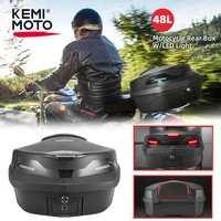 kemimoto universal 48l secure latch motorcycle rear cargo trunk scooter top box storage luggage topbox case wled taillight