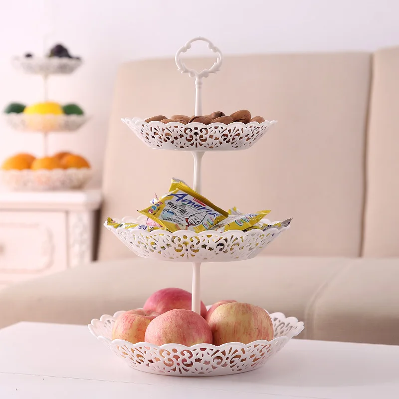 

High-capacity Three-layer Dessert Plate Three Layers Snack Candy Tray Easy To Carry Multi-layer Fruit Plate Household Creative