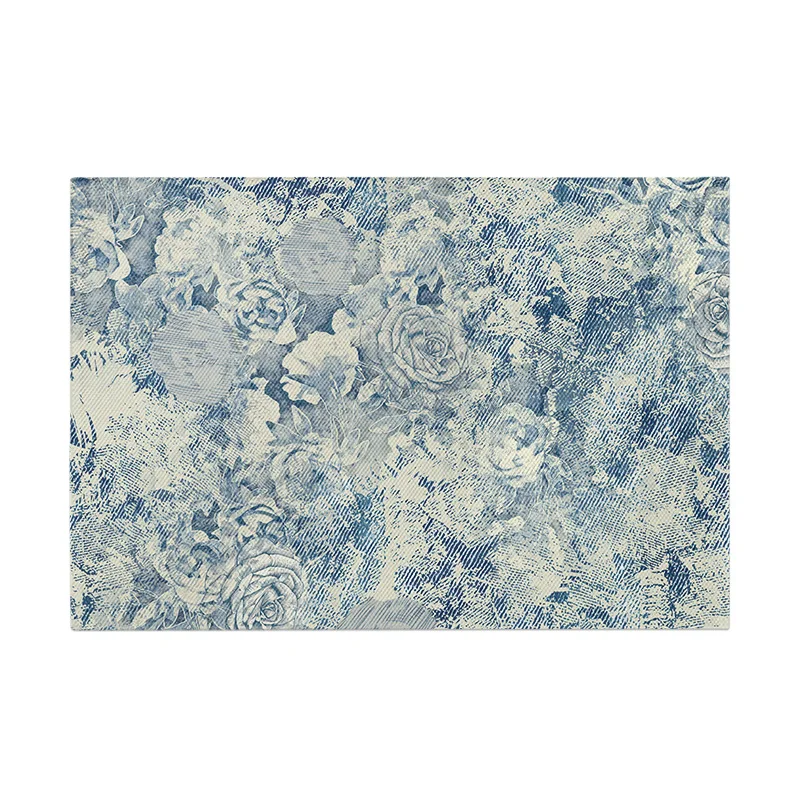 

"Blue Rose" Art Floral Pattern Fabric Tablecloth Insulated Mat Printed Light Luxury Table Tea Mat Bowl Plate Cushion