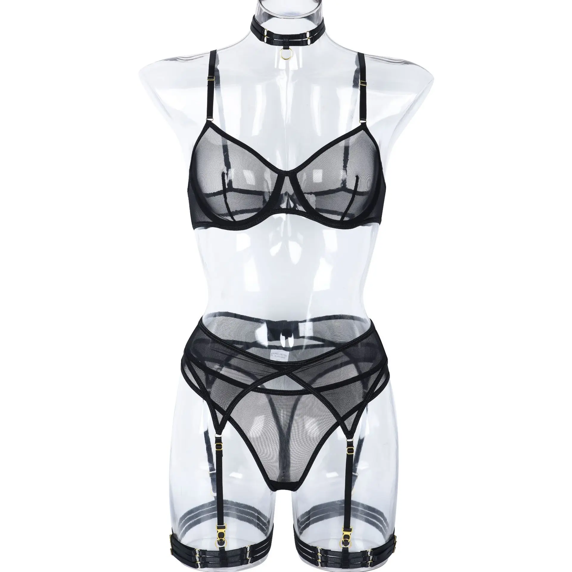 

Sexy Lingerie Fancy Underwear Garter Belt 4-Piece Intimate Bra Brief Sets Sexy Bralette Women Lenceria Brief Sets