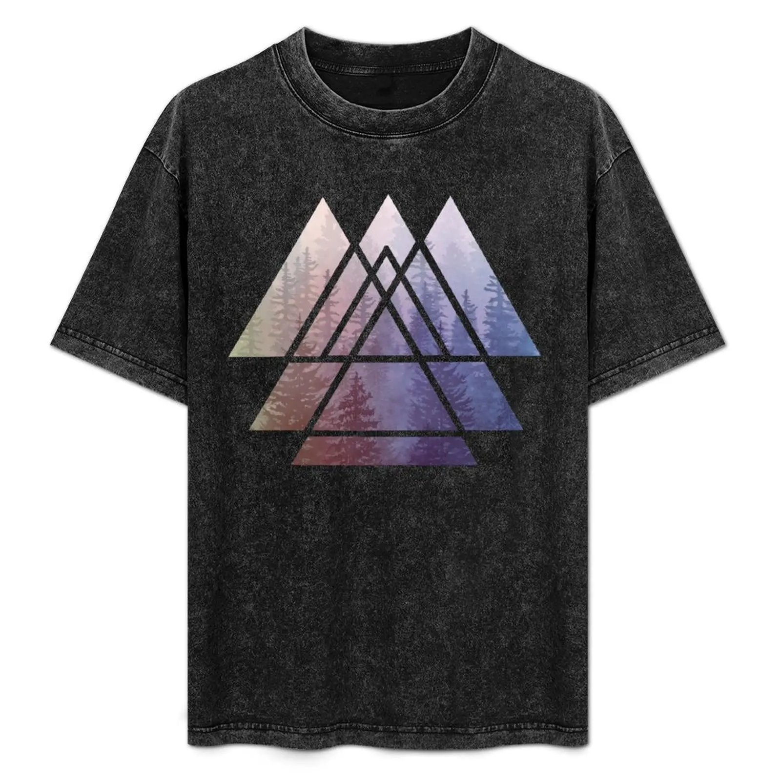 Треугольники сакральной геометрии-футболка Rainbow Misty Forest рубашка на заказ топы с