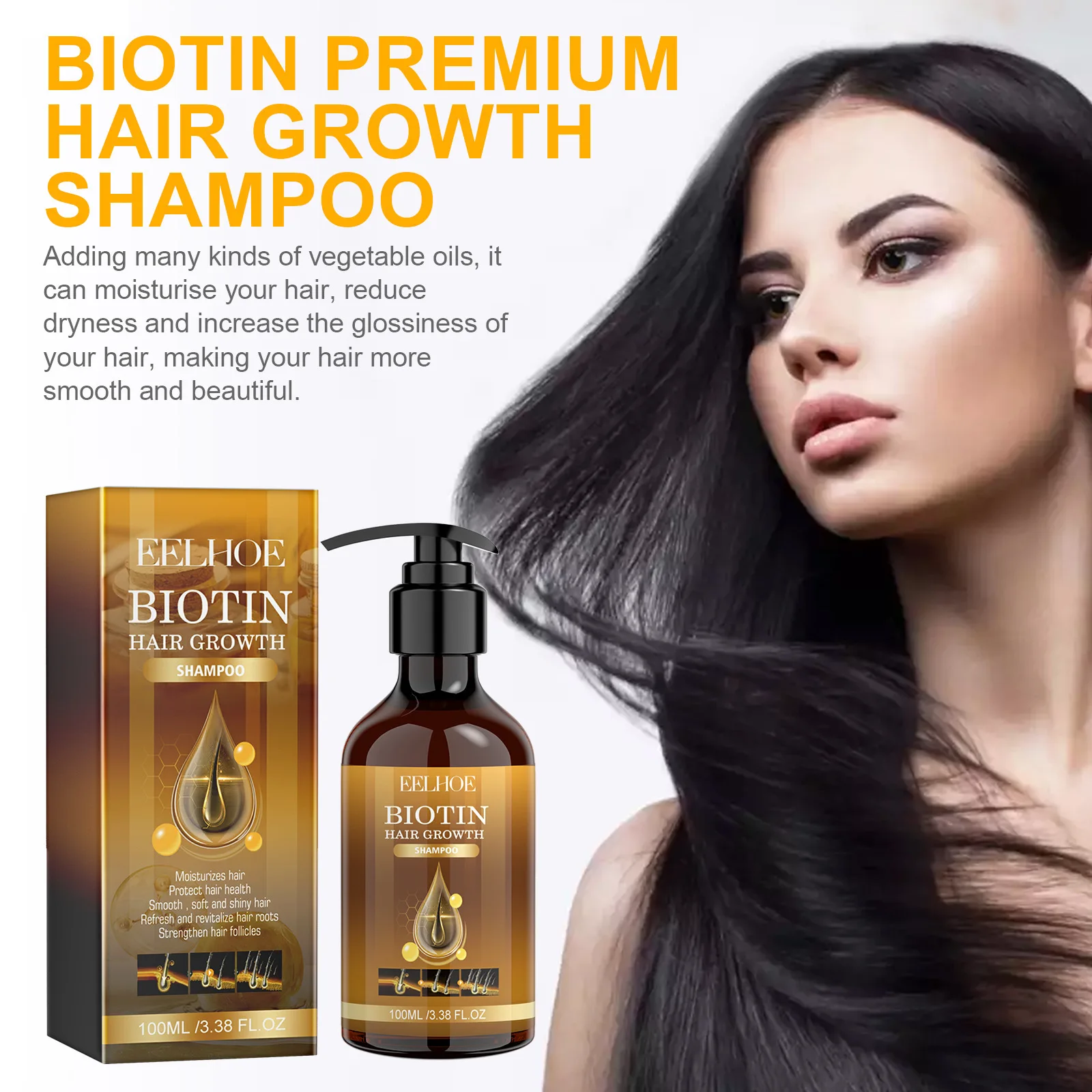 EELHOE биотин шампунь для роста волос чистящий глубоко плотный укрепляющий корень
