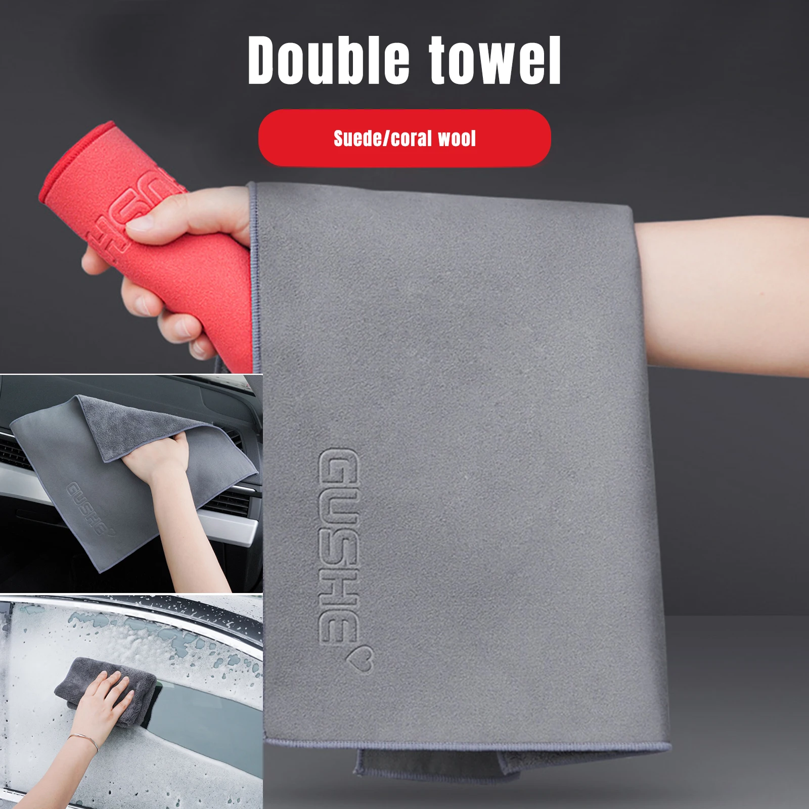 

Super Absorbent Car Drying Towel Coral Velvet Double-sided Car Cleaning Cloth Multipurpose Auto Towel Car Accessories