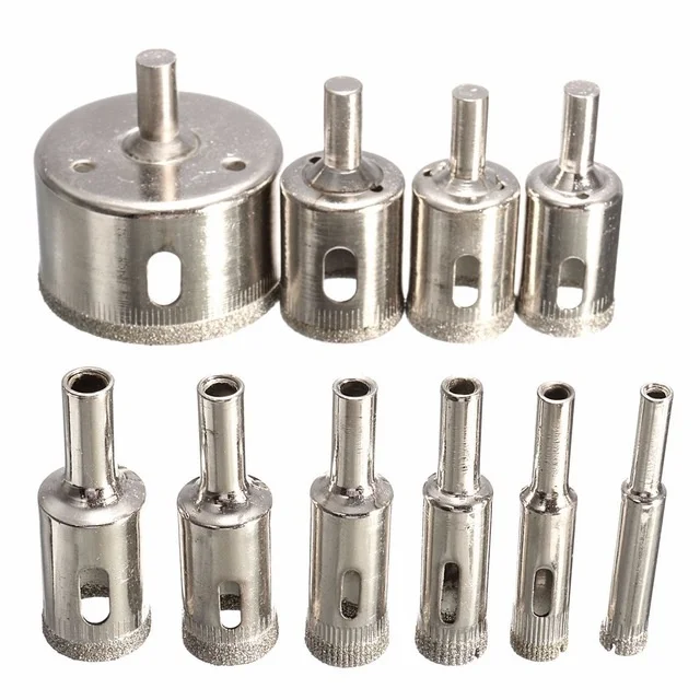 

10pcs Diamond Coated Hss Drill Bit Set Tile Marble Glass Ceramic Hole Saw Drilling Bits For Power Tools 3mm-50mm