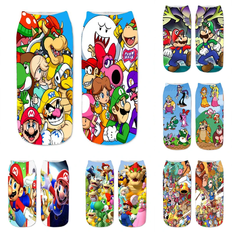 

Super Mario Game Anime Figure Browser Wario Luigi Waluigi Cartoon Cotton Adult Four Seasons Printed Socks Birthday Gifts