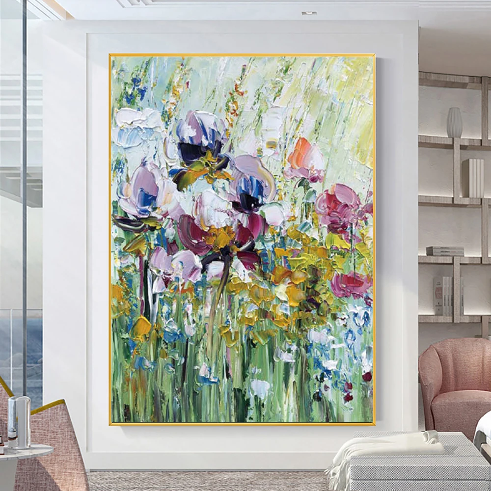 

Handmade Texture Flower Oil Painting On Canvas Modern Living Room Wall Decoration Large Abstract Paintings cute room decor